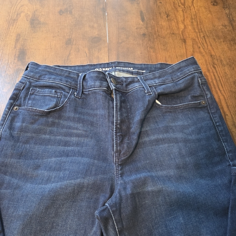 Old Navy Womens Rockstar Built In Sculpt Denim Jeans Dark Blue Wash Size 12 - Picture 6 of 9